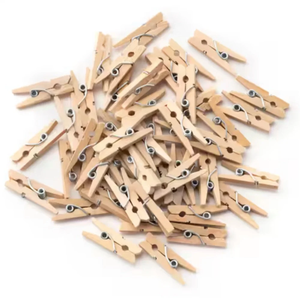 46 Mini Tiny Natural‎ Wood Spring Clothespins 1 inch Crafts Photos Crafts